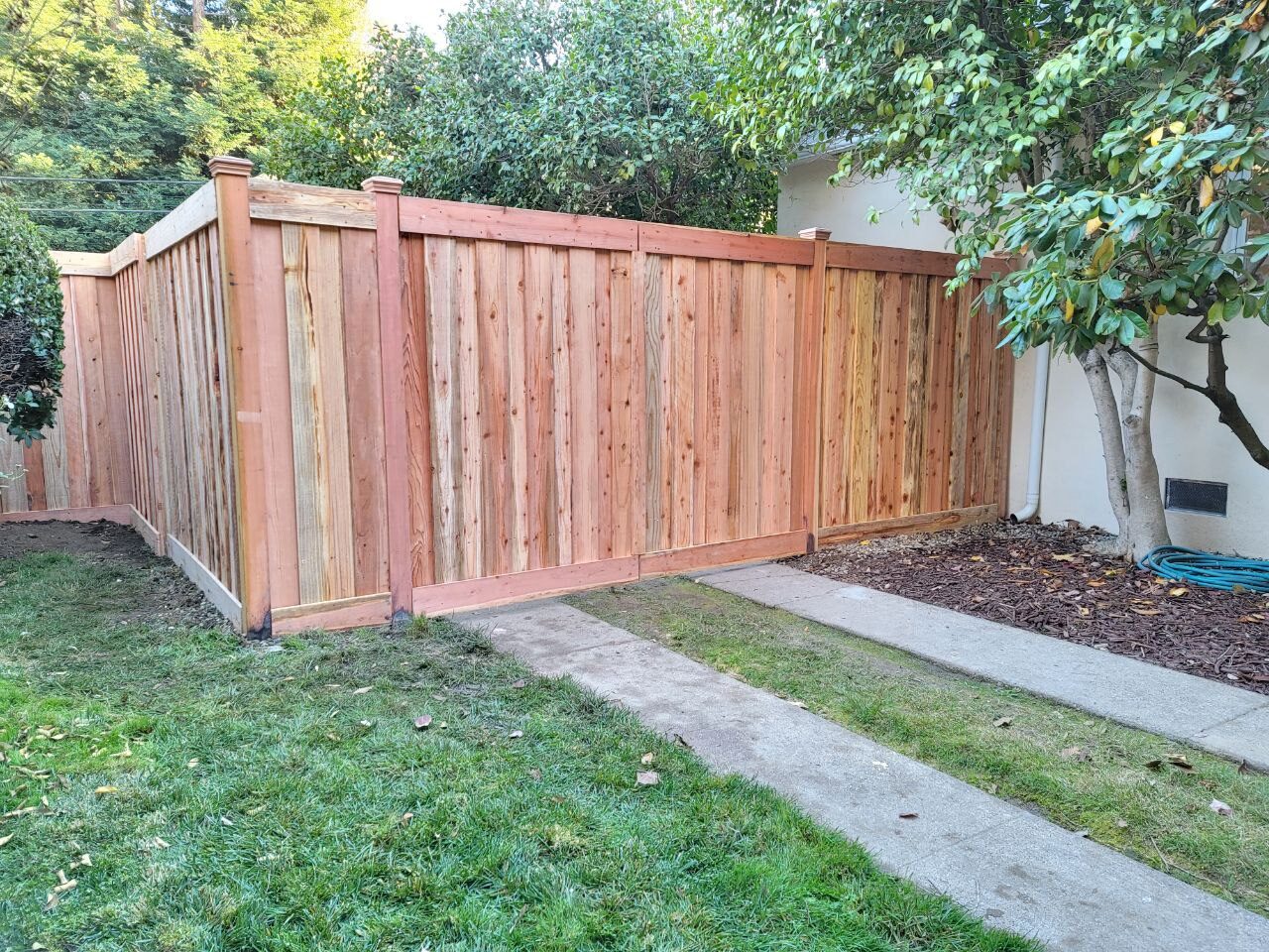 Double swing gate in a backyard